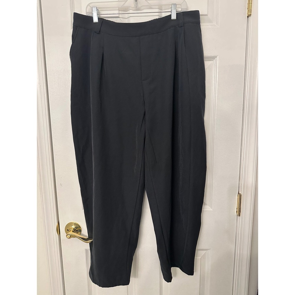 Halara Black Pleated Tapered Dress Pants High Waisted Elastic Back XL 02817814